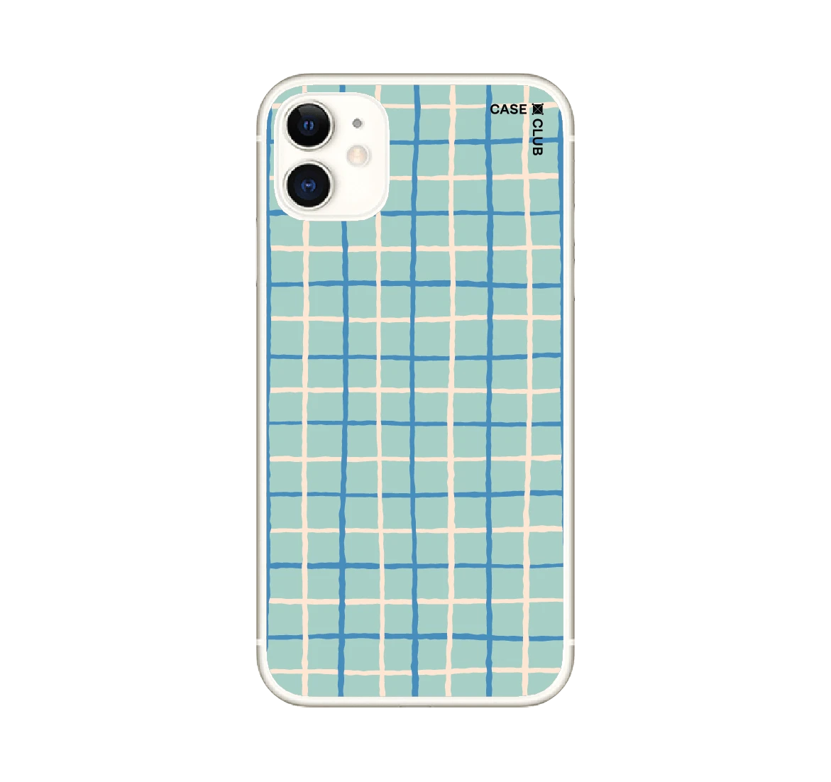 เคสใส iphone 11 กริด ตารางสีขาวฟ้า